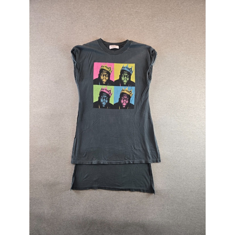 Free People x Daydreamer Shirt Womens Small Retro Black Biggie Slit Hi Lo Tee‎